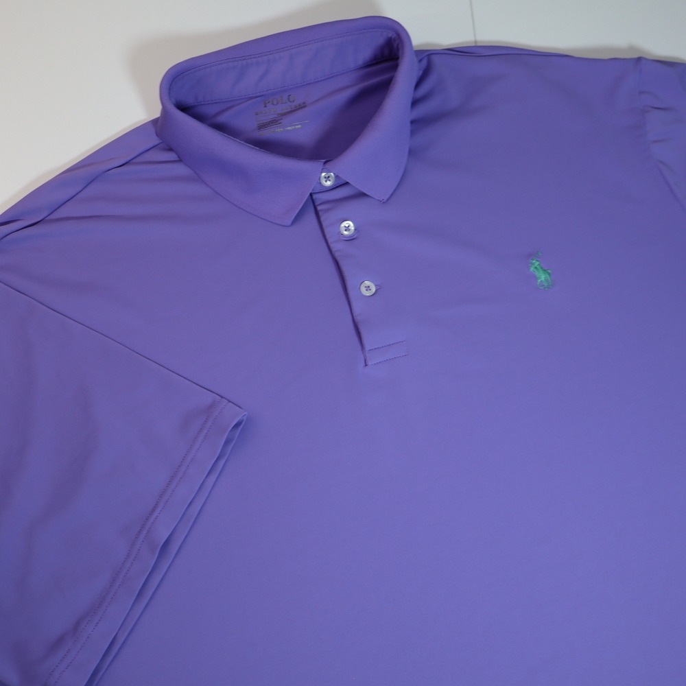 Polo Ralph Lauren Performance Polo Mens XXL Purple Green Pony Short Sleeve Shirt